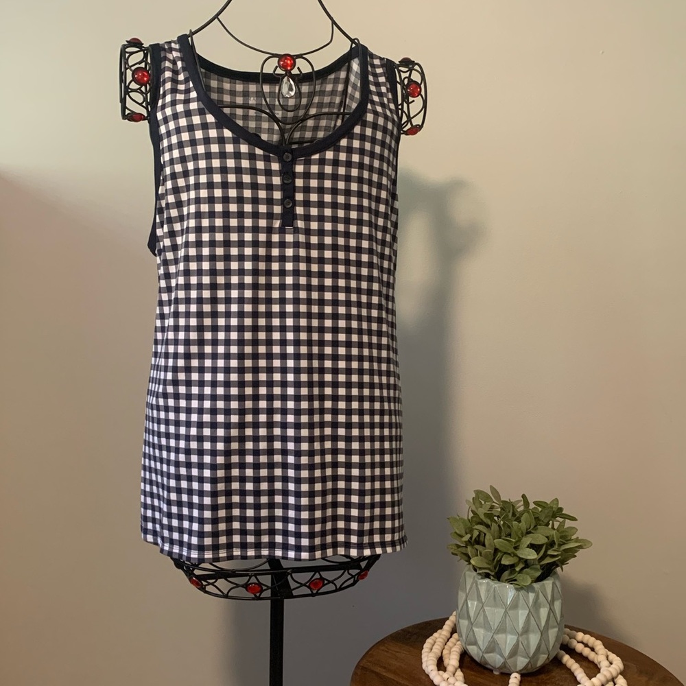 Draper James | Hilary Check Print Henley Tank Top
